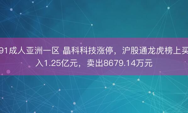 91成人亚洲一区 晶科科技涨停，沪股通龙虎榜上买入1.25亿元，卖出8679.14万元