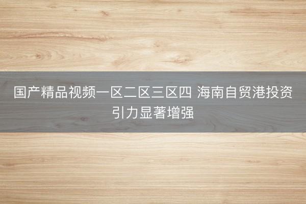 国产精品视频一区二区三区四 海南自贸港投资引力显著增强