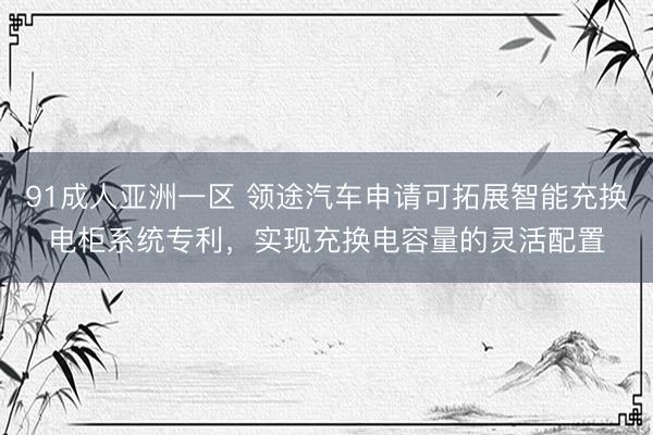 91成人亚洲一区 领途汽车申请可拓展智能充换电柜系统专利，实现充换电容量的灵活配置