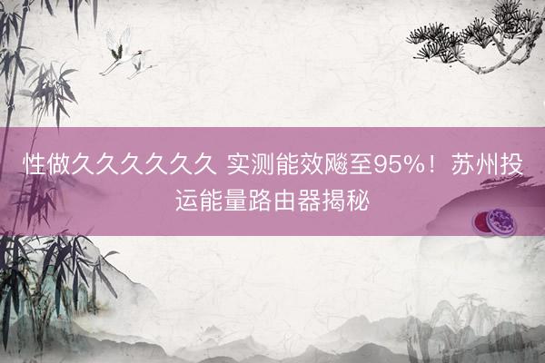 性做久久久久久久 实测能效飚至95%！苏州投运能量路由器揭秘