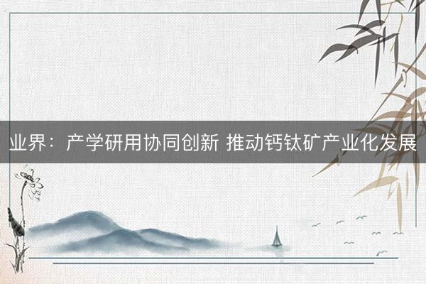 业界：产学研用协同创新 推动钙钛矿产业化发展