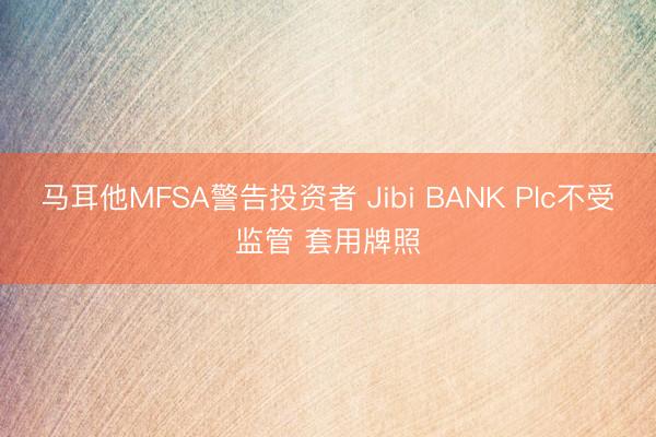 马耳他MFSA警告投资者 Jibi BANK Plc不受监管 套用牌照