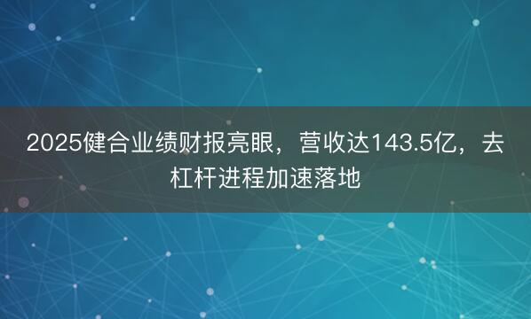 2025健合业绩财报亮眼，营收达143.5亿，去杠杆进程加速落地