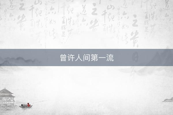 曾许人间第一流