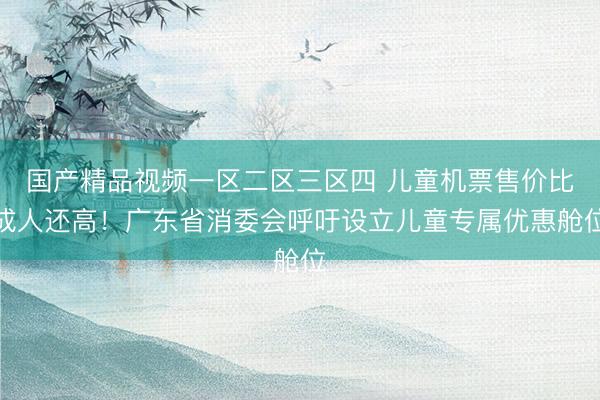 国产精品视频一区二区三区四 儿童机票售价比成人还高！广东省消委会呼吁设立儿童专属优惠舱位