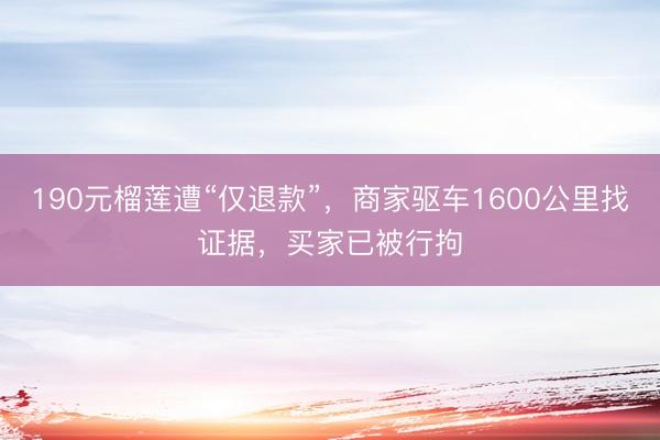 190元榴莲遭“仅退款”，商家驱车1600公里找证据，买家已被行拘