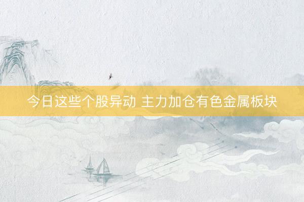 今日这些个股异动 主力加仓有色金属板块