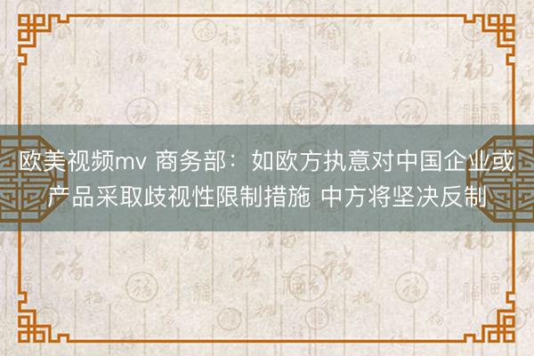 欧美视频mv 商务部：如欧方执意对中国企业或产品采取歧视性限制措施 中方将坚决反制