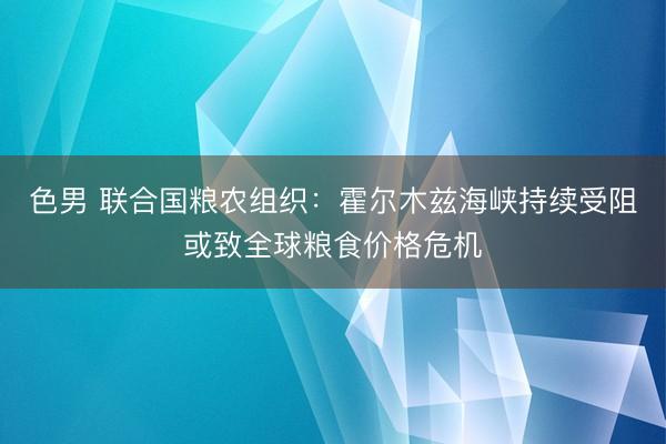 色男 联合国粮农组织：霍尔木兹海峡持续受阻或致全球粮食价格危机