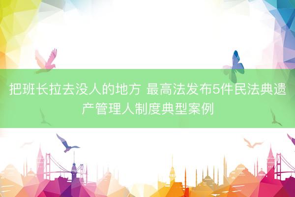 把班长拉去没人的地方 最高法发布5件民法典遗产管理人制度典型案例
