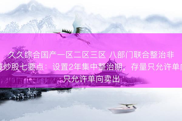 久久综合国产一区二区三区 八部门联合整治非法跨境炒股七要点：设置2年集中整治期，存量只允许单向卖出