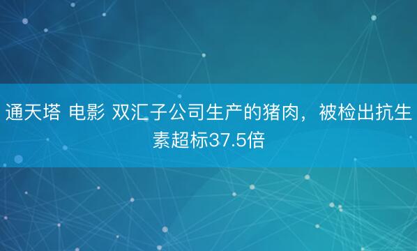 通天塔 电影 双汇子公司生产的猪肉，被检出抗生素超标37.5倍
