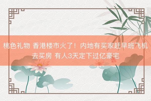 桃色礼物 香港楼市火了！内地有买家赶早班飞机去买房 有人3天定下过亿豪宅