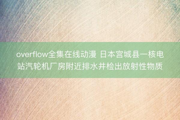 overflow全集在线动漫 日本宫城县一核电站汽轮机厂房附近排水井检出放射性物质