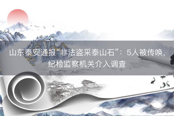 山东泰安通报“非法盗采泰山石”：5人被传唤，纪检监察机关介入调查