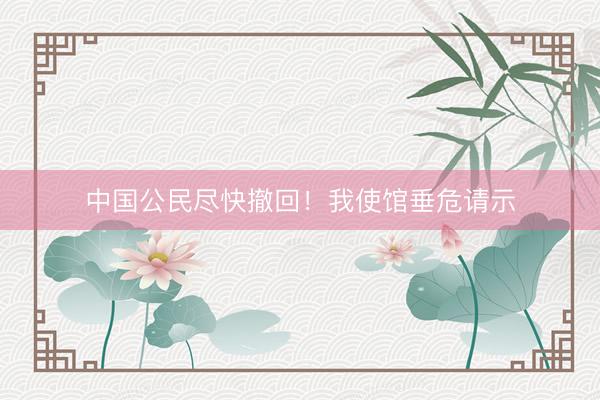 中国公民尽快撤回！我使馆垂危请示