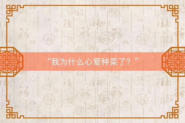 “我为什么心爱种菜了？”