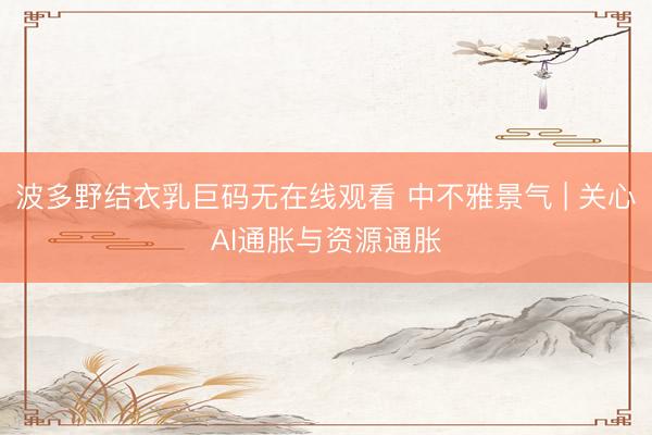 波多野结衣乳巨码无在线观看 中不雅景气 | 关心AI通胀与资源通胀