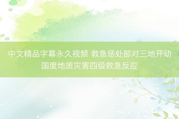 中文精品字幕永久视频 救急惩处部对三地开动国度地质灾害四级救急反应