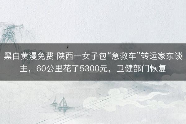 黑白黄漫免费 陕西一女子包“急救车”转运家东谈主，60公里花了5300元，卫健部门恢复
