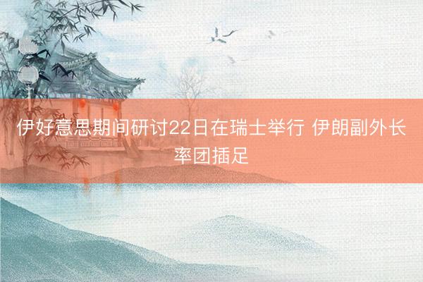 伊好意思期间研讨22日在瑞士举行 伊朗副外长率团插足