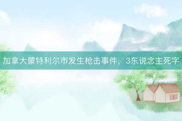 加拿大蒙特利尔市发生枪击事件，3东说念主死字