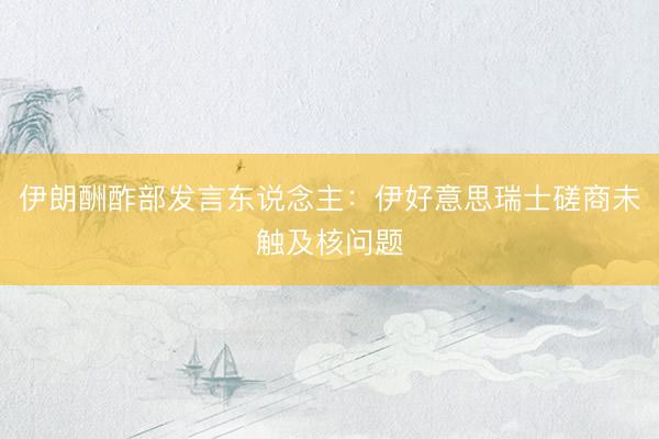 伊朗酬酢部发言东说念主：伊好意思瑞士磋商未触及核问题